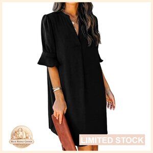 V-Neck Ruffle Shift Dress Casual Summer Mini Elegant Chic Party Wear